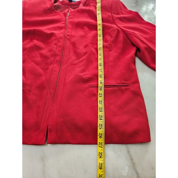 Karen Scott Women's Red Zip-Front Blazer Jacket, 20W, Classic Polyester Design - Picture 5 of 8
